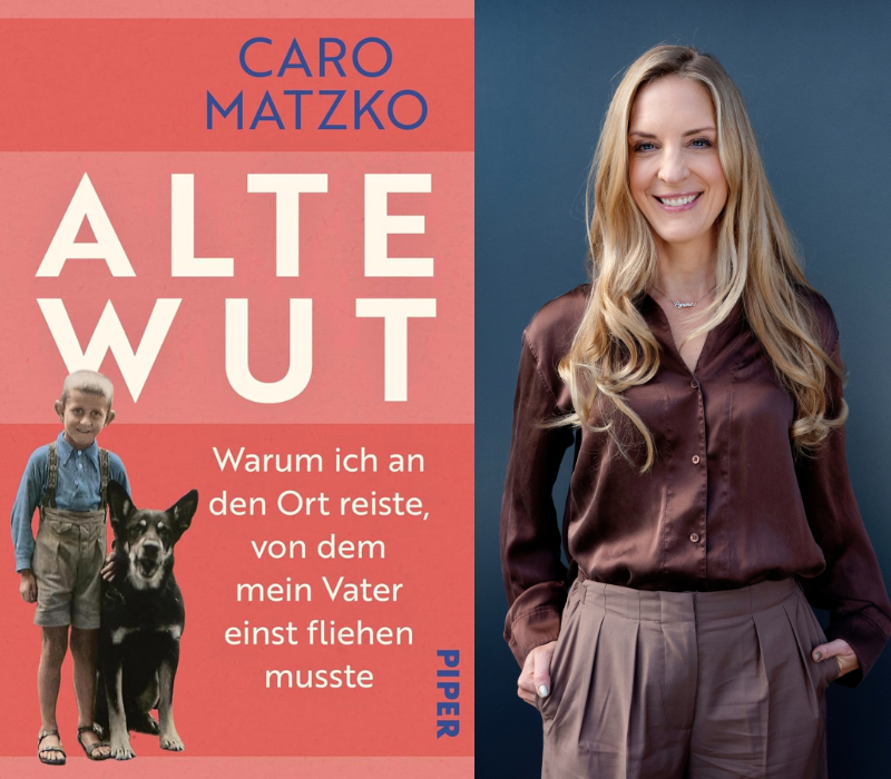 Cover des Buches "Alte Wut", daneben ein Bild der Autorin Caro Matzko.