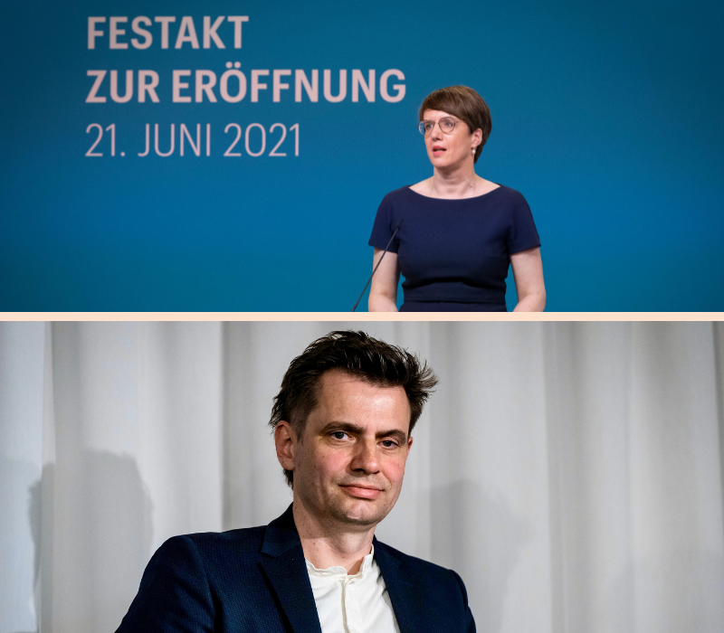 Personalwechsel an der Spitze der Stiftung Oben ein Foto der bisherigen DIrektorin Frau Bavendamm, unten ein Foto des künftigen Direktors Herr Borchers.